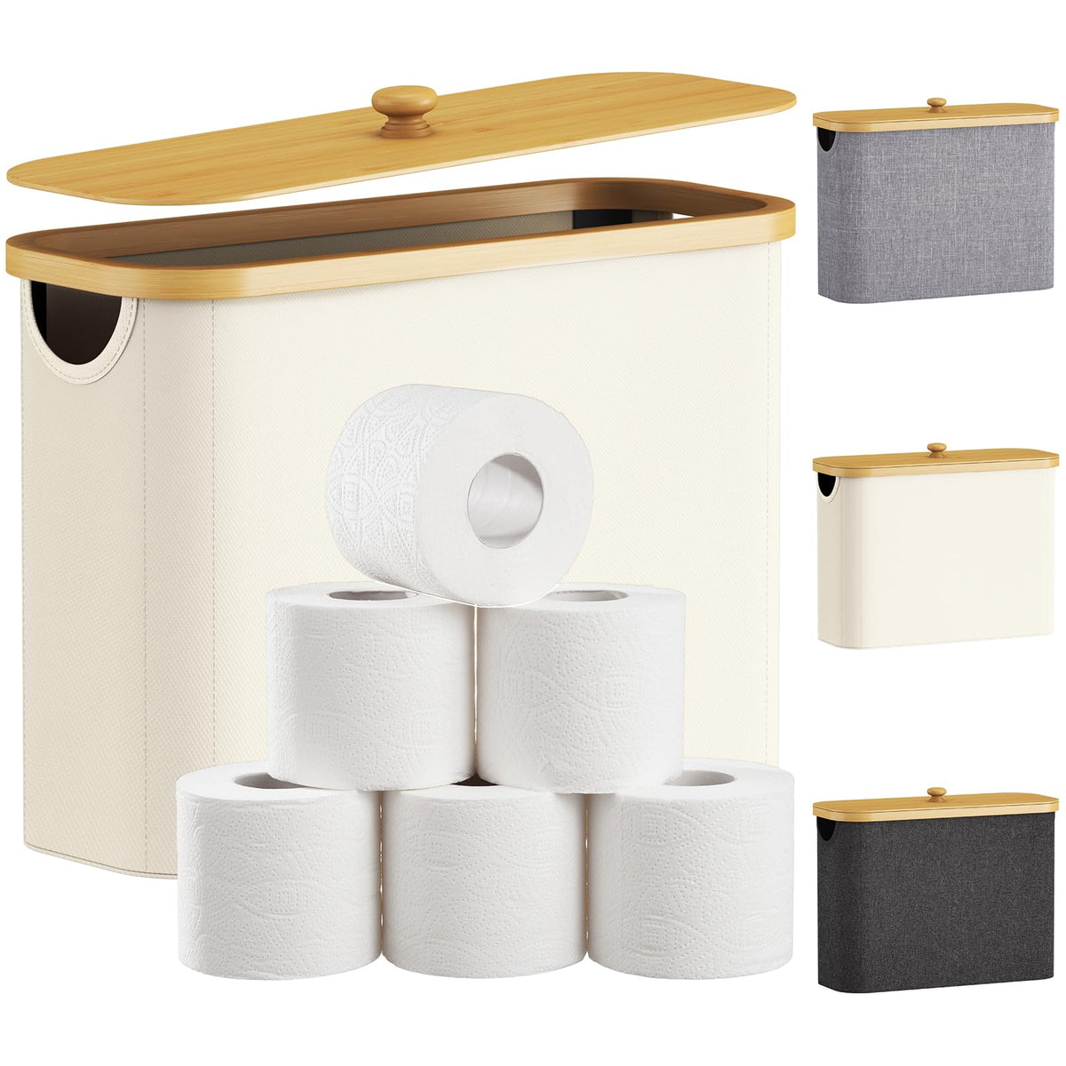 Lifewit Toilet Paper Storage Holder, Extra Large Stand Basket, 30L, White