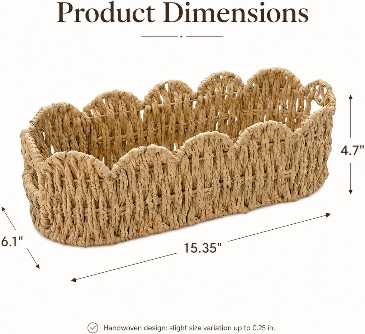 Scalloped Toilet Tank Basket, Back of Toilet Paper Basket