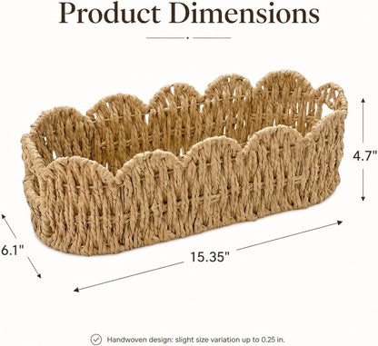 Scalloped Toilet Tank Basket, Back of Toilet Paper Basket