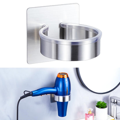 Hair Dryer Holder Wall Mount, Blow Dryer Holder Wall, Adhesive Hair Dryer Hanger, Blow Dryer Organizer, Hair Tools Organizer for Bathroom Salon Barber Shop Hotel (Silver)