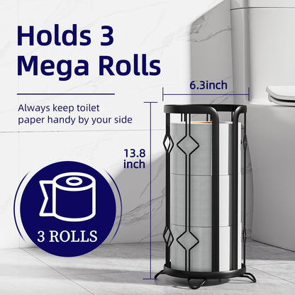 Epicano Toilet Paper Holder Stand,Freestanding Toilet Paper Storage,Black