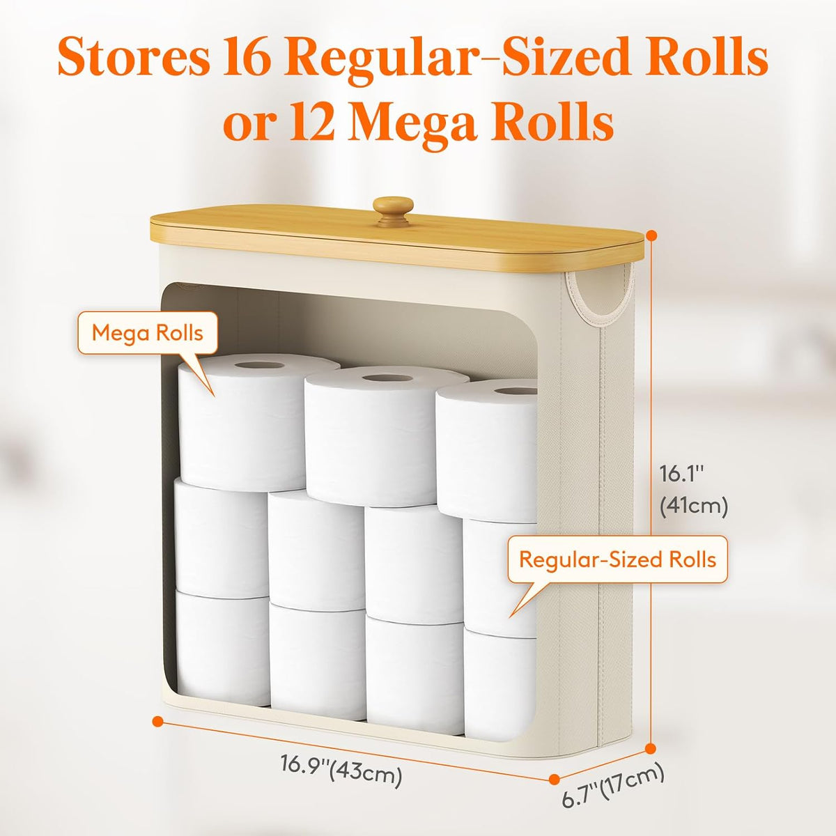 Lifewit Toilet Paper Storage Holder, Extra Large Stand Basket, 30L, White