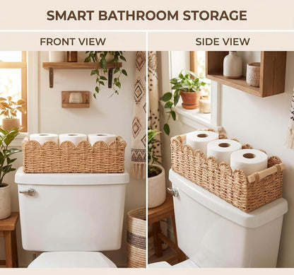 Toilet Paper Storage Basket for the Top of the Toilet Tank – A Decorative and Functional Organizer Toilet Basket Tank Topper, Ideal for Bathrooms, Living Rooms, or Bedroom Countertops