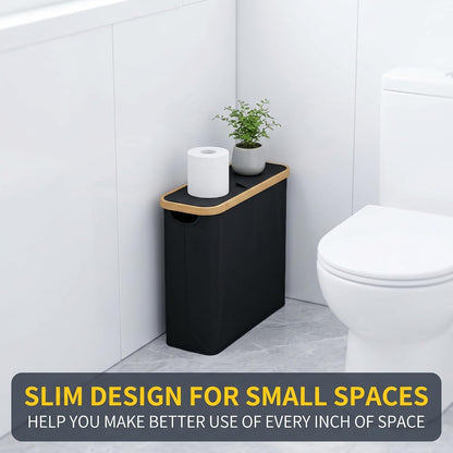 SENMOK 12-Roll Toilet Paper Storage with Lid, Bamboo Frame,Black