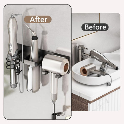 3-in-1 Wall Mount Hair Tool Organizer Hair Dryer Holder, Black