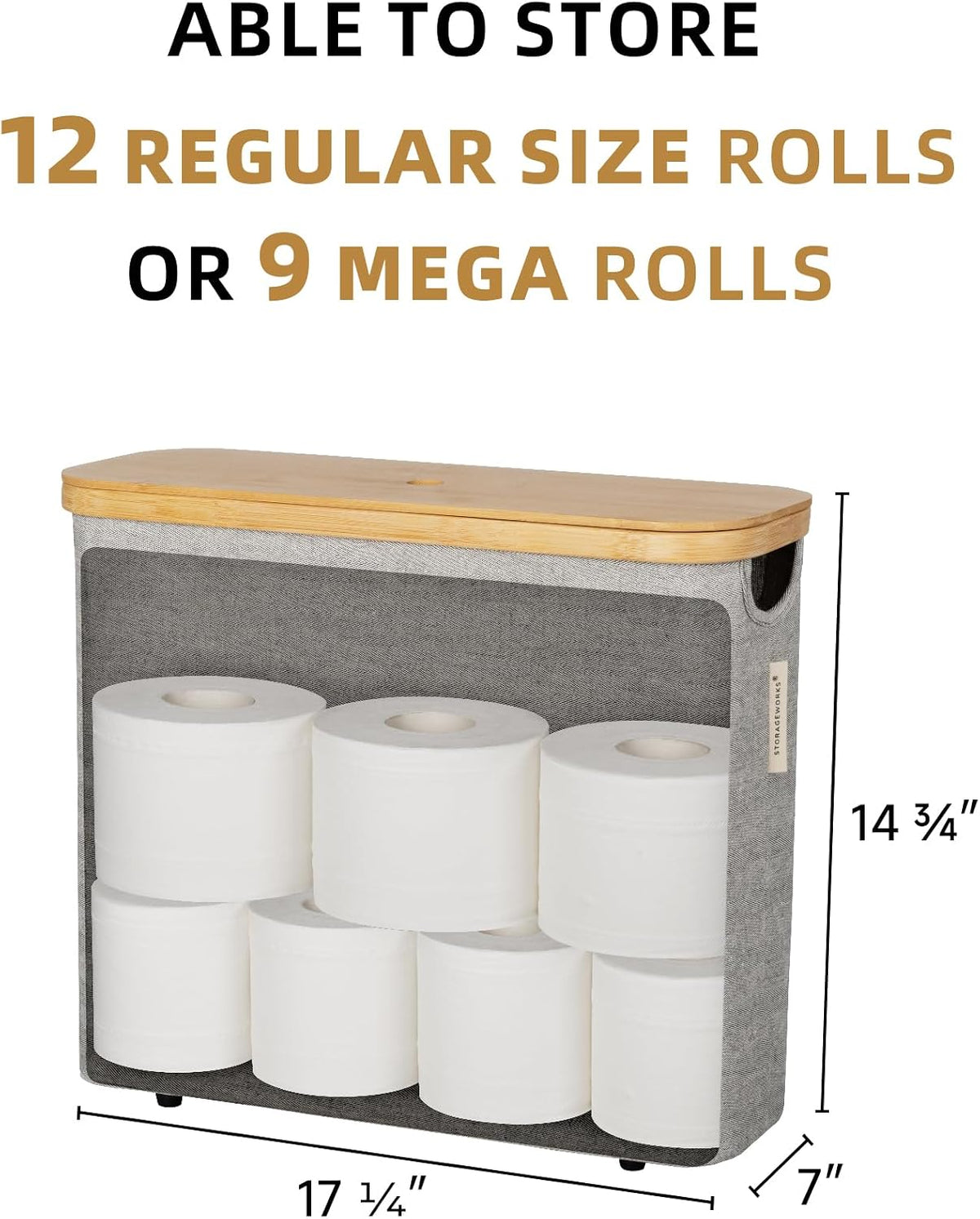 StorageWorks Toilet Paper Storage Basket with Bamboo Lid & Window
