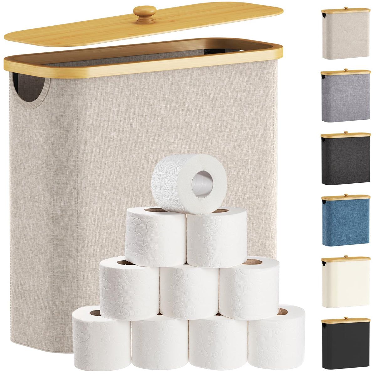 Lifewit Toilet Paper Storage Holder, Extra Large Stand Basket, 30L, White
