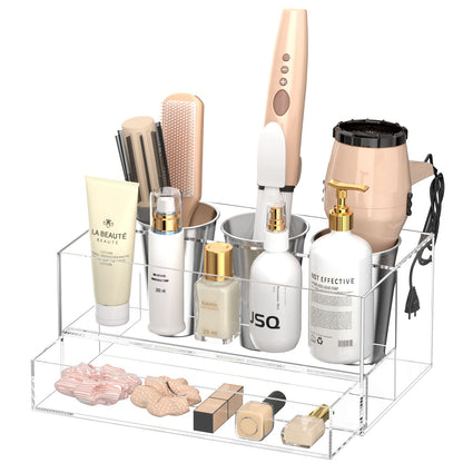 NIUBEE Acrylic Hair Tool Organizer with Drawer, Hair Dryer Holder Organizer