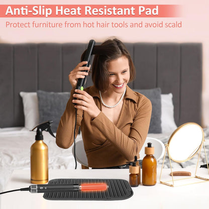 Heat Resistant Mat Large Silicone Hot Hair Tools Holder for Curling Irons Flat Iron Hair Straightener Mat Portable Vanity Pad Accessories/Organizer