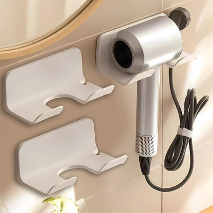 Universal Hair Dryer Holder, Blow Dryer Hanger Wall Mount for Hair Dryer Hook with Plug&Cord Organizer Self Adhesive for Cabinet Bathroom(1 Pack Black)