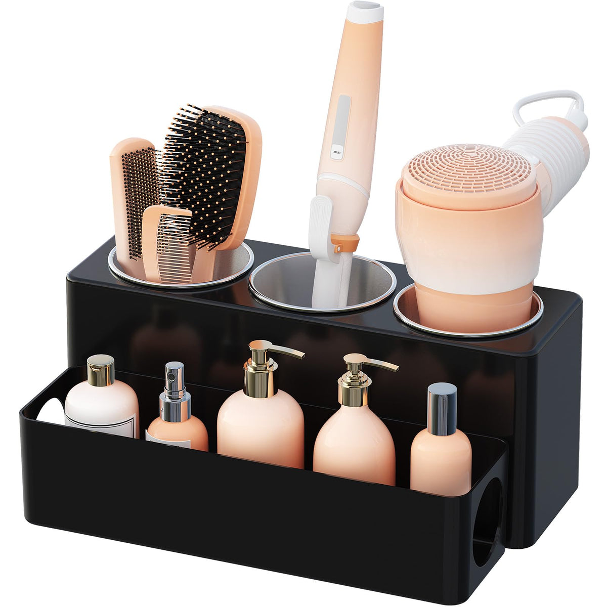 Lifewit Hair Tool Organizer Dryer Holder Countertop with 3 Cups, White