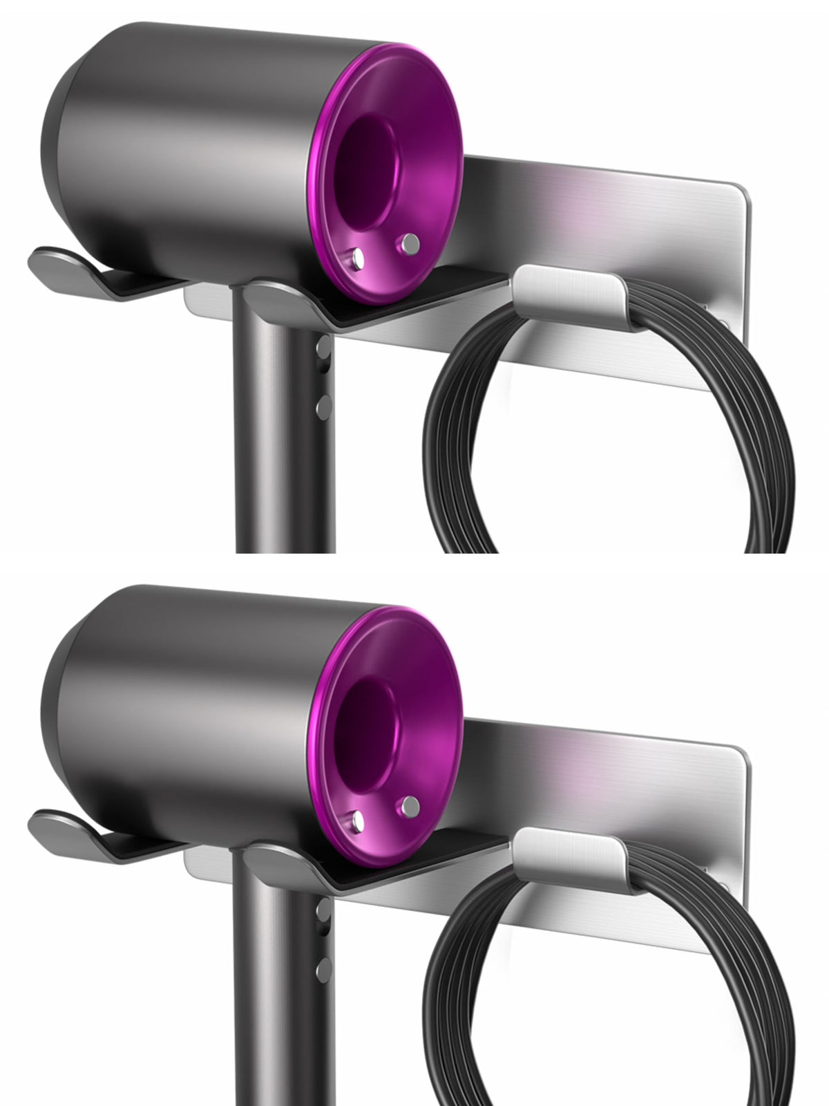 Hair Dryer Wall Mount Holder Compatible with Dyson, 304 Stainless Steel Silver