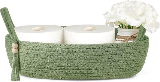Mkono Toilet Paper Basket, Boho Bathroom Decor, Small Storage Organizer