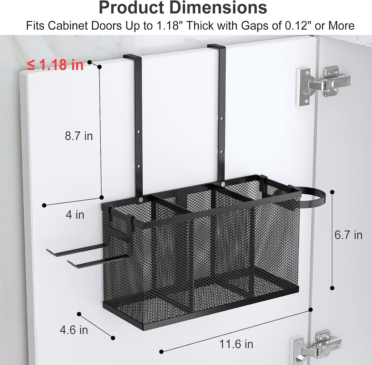 Hair Tool Organizer, Adjustable Height Hair Dryer Holder, Black