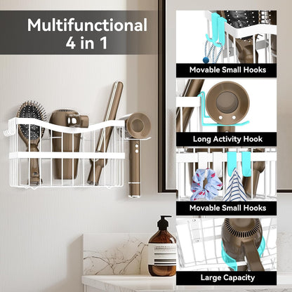 Dailyart 3-in-1 Hair Tool Organizer for Hair Dryer, Bathroom, White