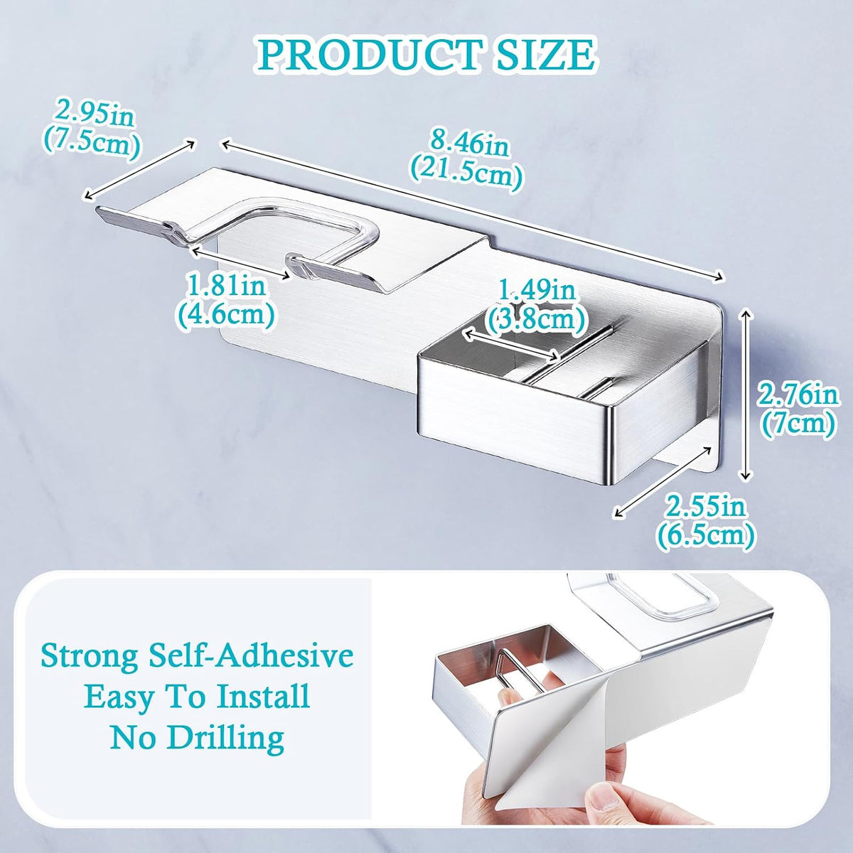 Hair Dryer and Straightener Holder Wall Mounted, Metal Adhesive Hair Tool Organizer for Blow Dryer, Curling Iron, Flat Iron, Bathroom Vanity Salon Barber Shops (Silver)