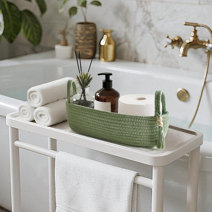 Mkono Toilet Paper Basket, Boho Bathroom Decor, Small Storage Organizer