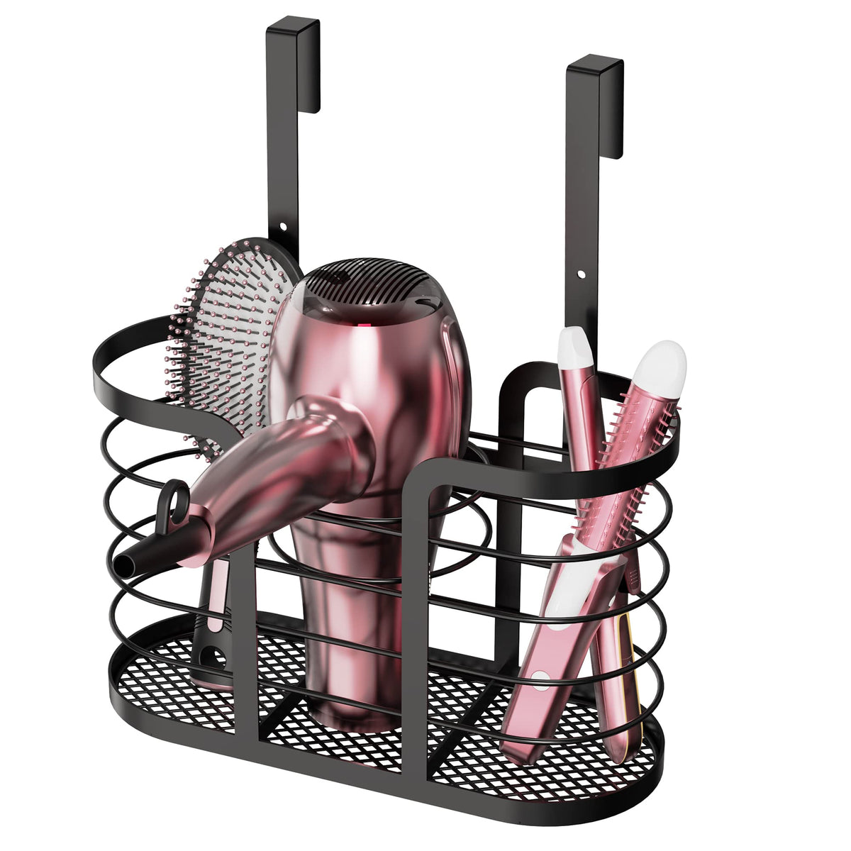 YIGII White Hair Dryer Holder - Adhesive Blow Dryer Holder/Hair Tool Organizer Bathroom Organizer Stick on Wall Mounted Multi-Functional Hair Dryer Rack for Wire Straightener, Shavers