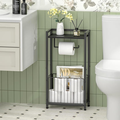 Freestanding Toilet Paper Holder with Storage Shelf