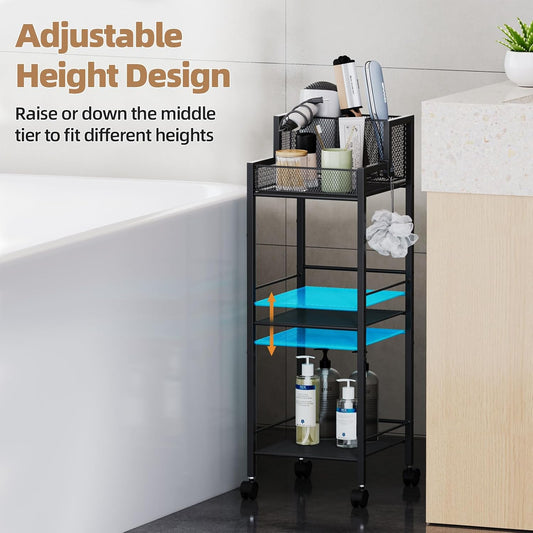 VITVITI Metal Hair Tool Organizer Shelf, Bathroom Storage Shelf Cart, Black
