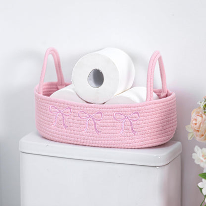 Vesici Eucalyptus Toilet Paper Storage Basket with Handles, Cotton Rope