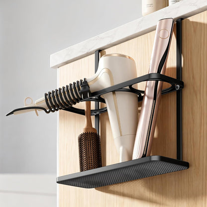 niffgaff Hair Tool Organizer Holder - Adhesive Wall Mounted for Blow Dryer, Curling Iron, Straightener - Black
