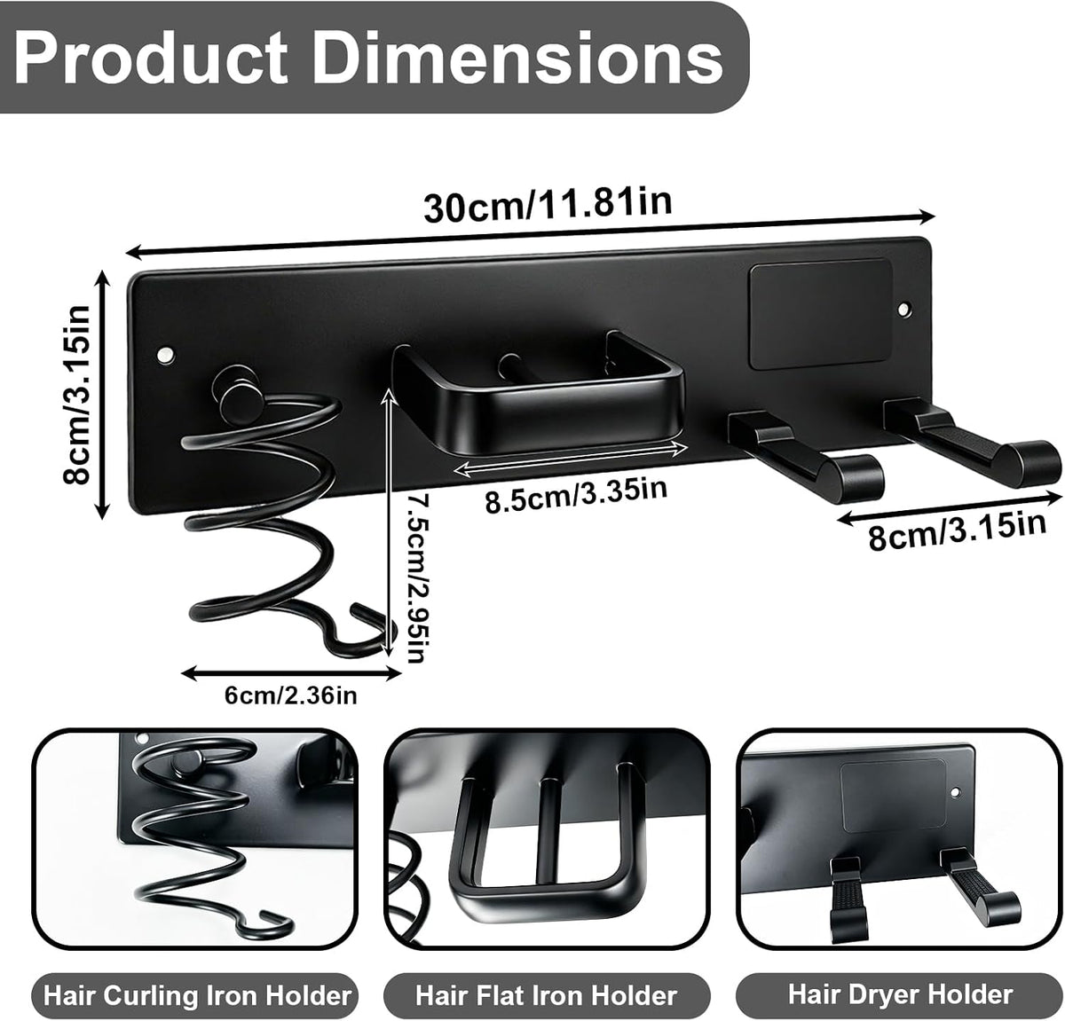 Hair Dryer Holder Wall Mount, Easy Assemble Hair Tool Organizer