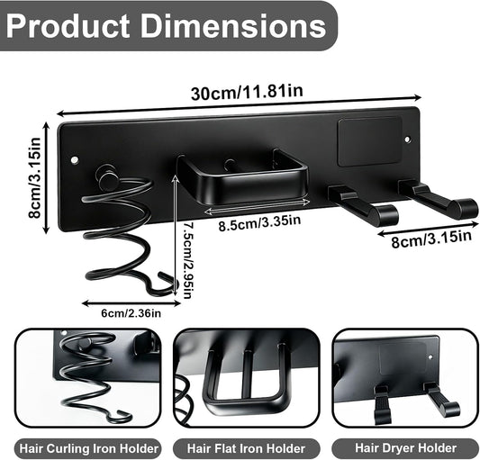 Hair Dryer Holder Wall Mount, Easy Assemble Hair Tool Organizer