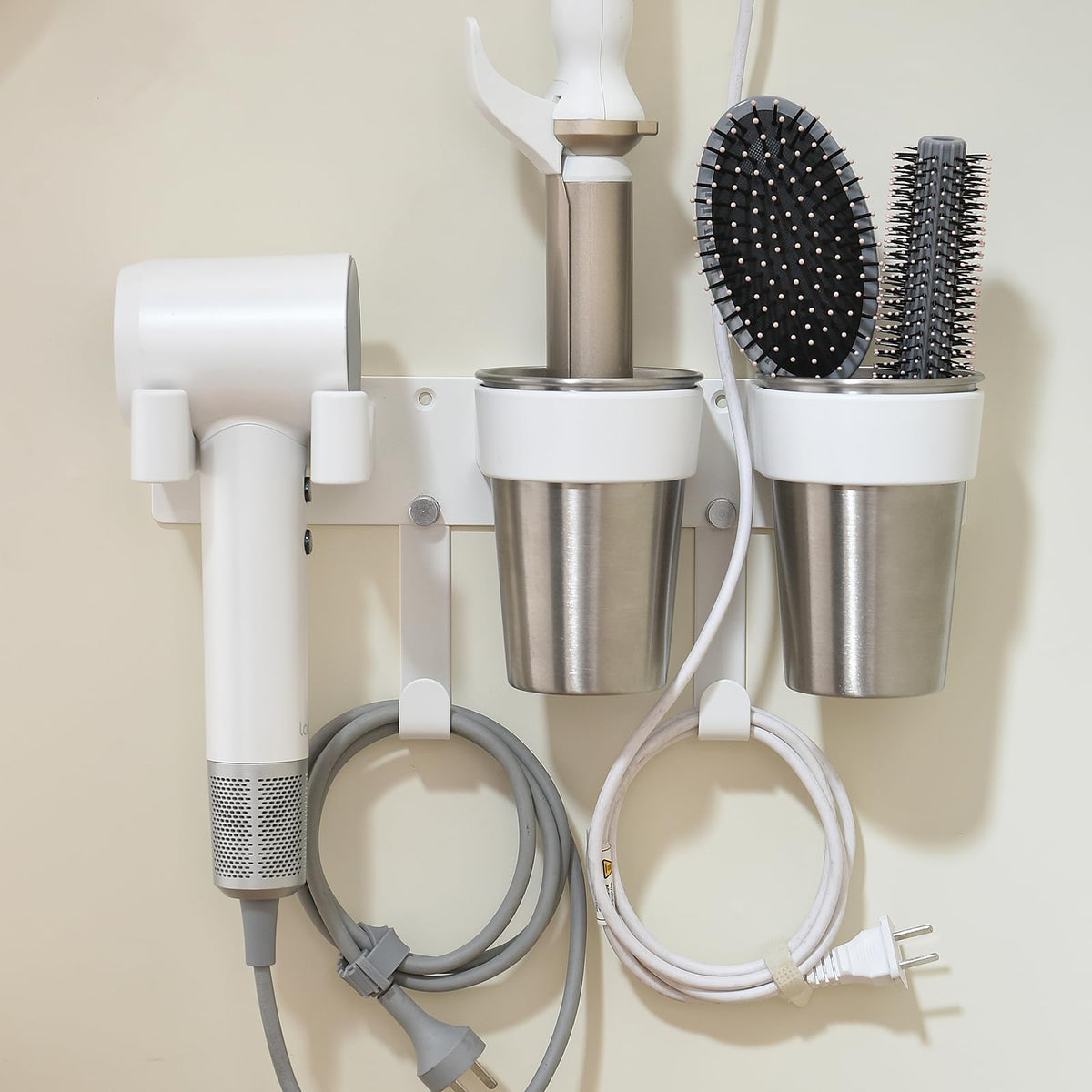 3-in-1 Hair Tool Organzier Wall Mount, Adhesive/Screw Mounting