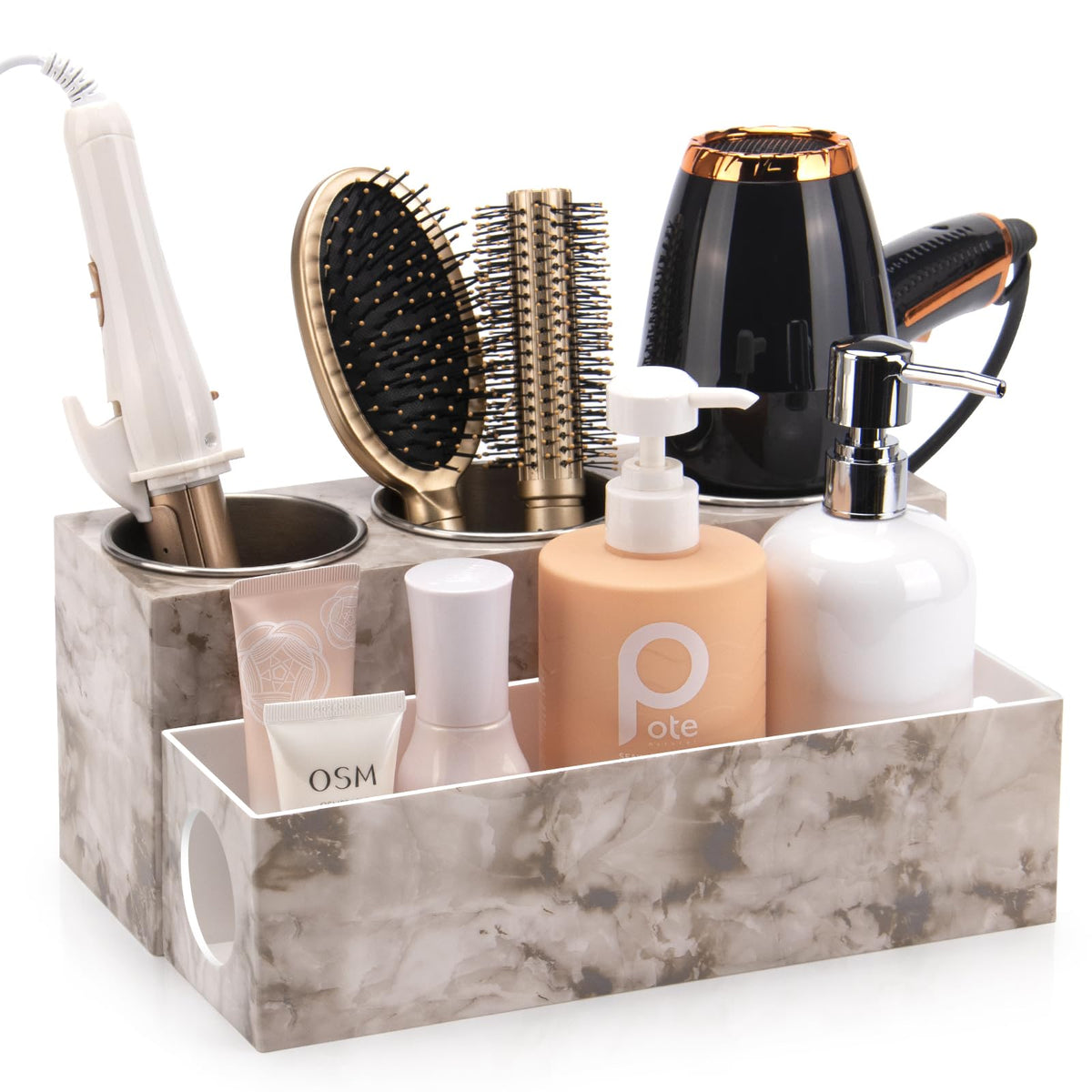 GFWARE Hair Tool Organizer with 3 Stainless Steel Cups, Cooling Hot Tools