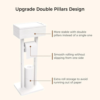 Wealone 4-in-1 White Toilet Paper Holder Stand with Storage Shelf Box