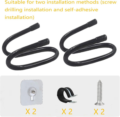 Universal Hair Dryer Holder, Blow Dryer Hanger Hook Wall Mount for Hair Dryer, Towels, Flat Iron,Hair Straightener &Cord Organizer for Cabinet Bathroom - Self Adhesive/Drilling - 2 Pack