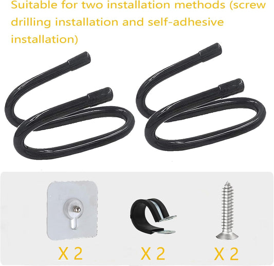 Universal Hair Dryer Holder, Blow Dryer Hanger Hook Wall Mount for Hair Dryer, Towels, Flat Iron,Hair Straightener &Cord Organizer for Cabinet Bathroom - Self Adhesive/Drilling - 2 Pack