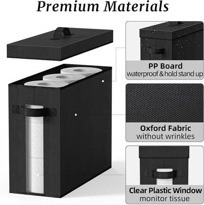 NAMTSO Bathroom Toilet Paper Storage with Lid, No Assembly, Black, 1 Pack