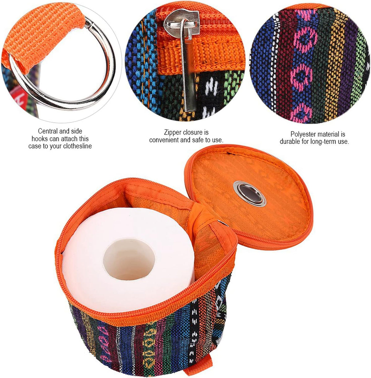 5.7x4.3in Toilet Paper Cover Camping Paper Holder with Hook