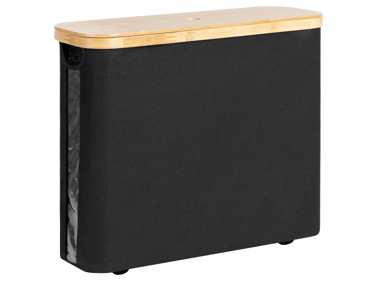 StorageWorks Toilet Paper Storage Basket, Papers Container with Bamboo Lid, Medium Toilets Holder for Up to 9 Mega Rolls, Organizer for Bathroom, Black, 1 Pack