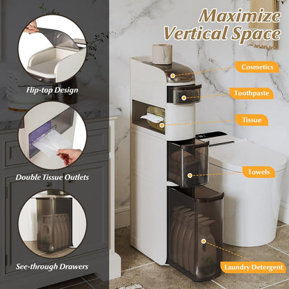 GIANTEX 5-Tiers Narrow Bathroom Storage Cabinet (17'' x 7''x 38.5'')