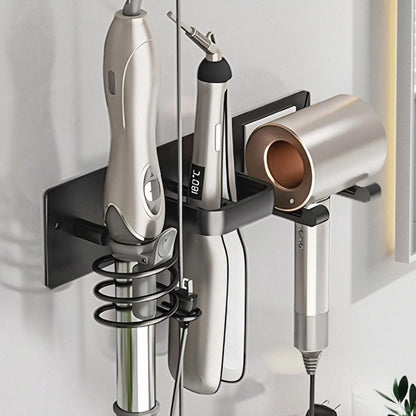 Hair Dryer Holder Wall Mounted,Blow Dryer, Curling Iron, Straightener Holder 3 in 1 Bathroom Metal Hair Tool Organizer Rack-Matte White-2