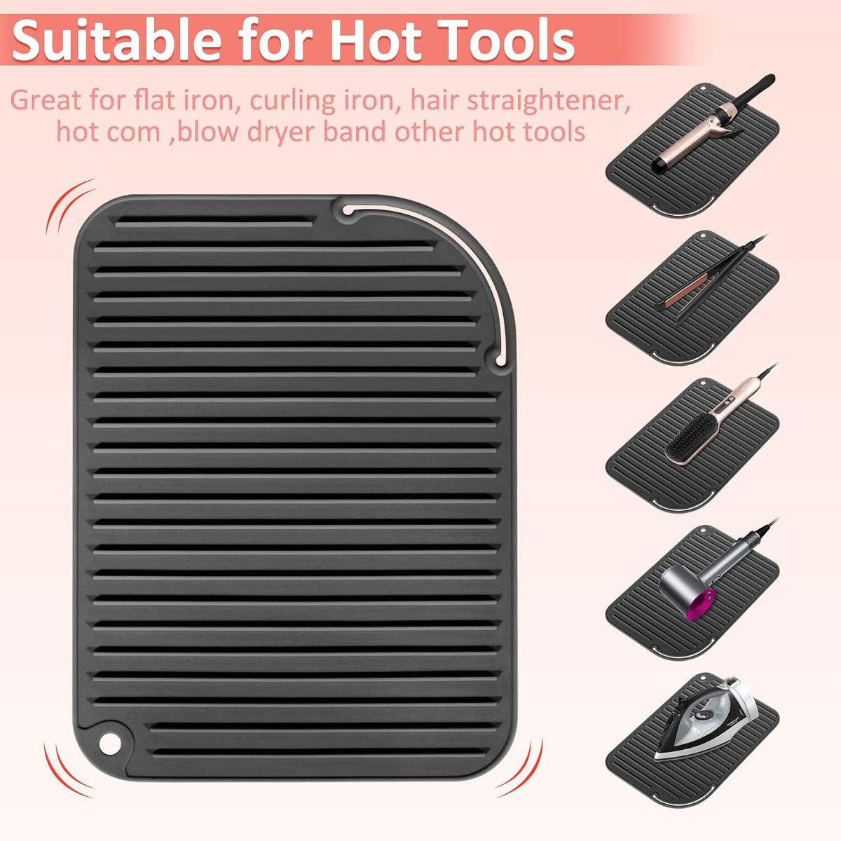 Heat Resistant Mat Large Silicone Hot Hair Tools Holder for Curling Irons Flat Iron Hair Straightener Mat Portable Vanity Pad Accessories/Organizer