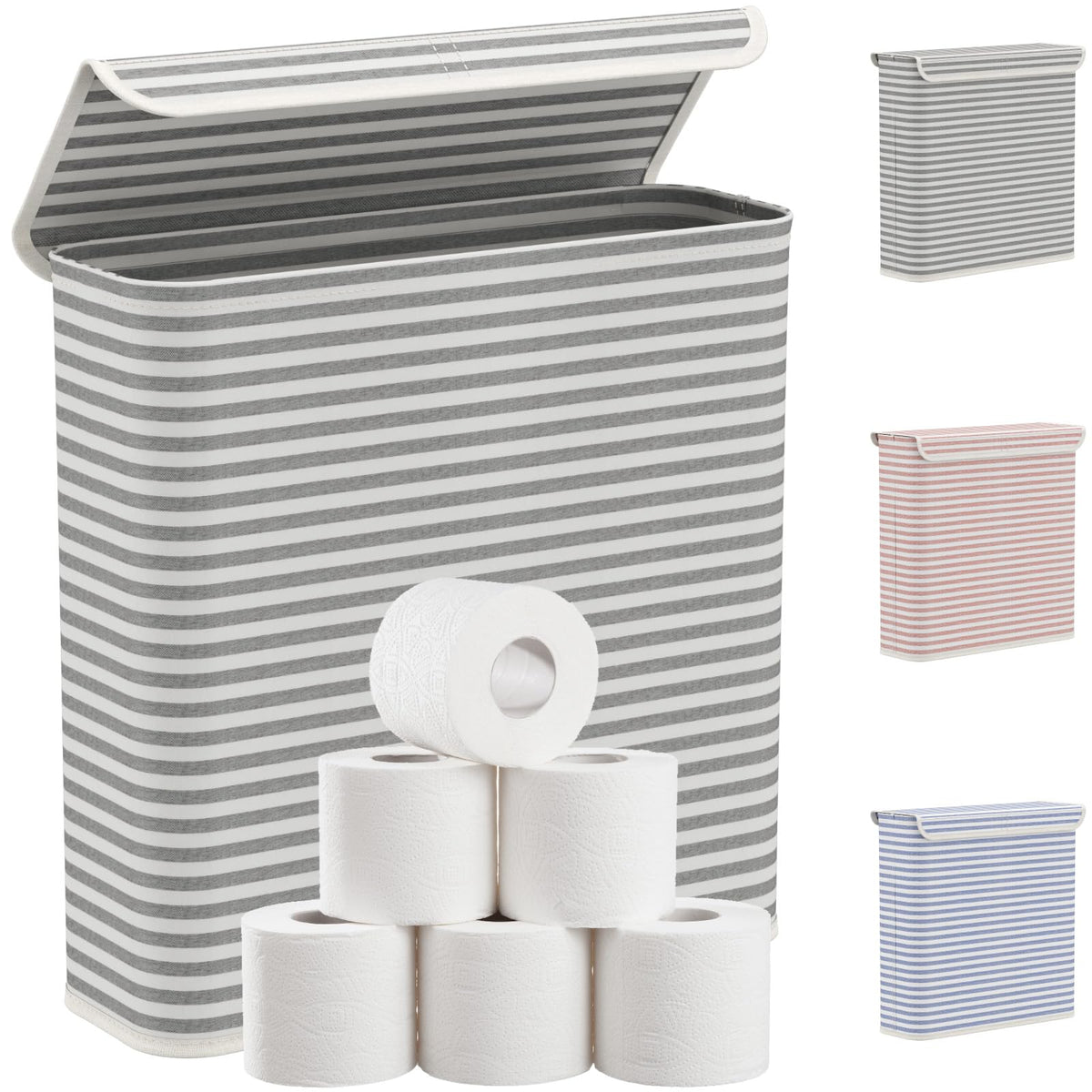 Lifewit 22L Bathroom Toilet Paper Storage Basket with Lid, Gray