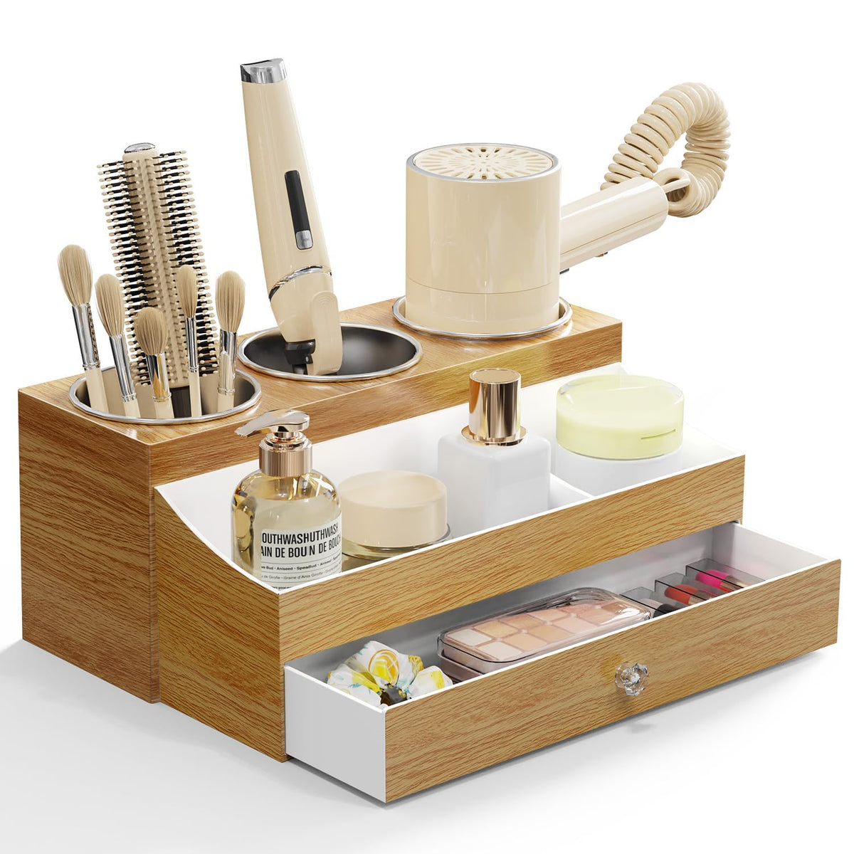 GFWARE Hair Tool Organizer with 3 Stainless Steel Cups, Cooling Hot Tools