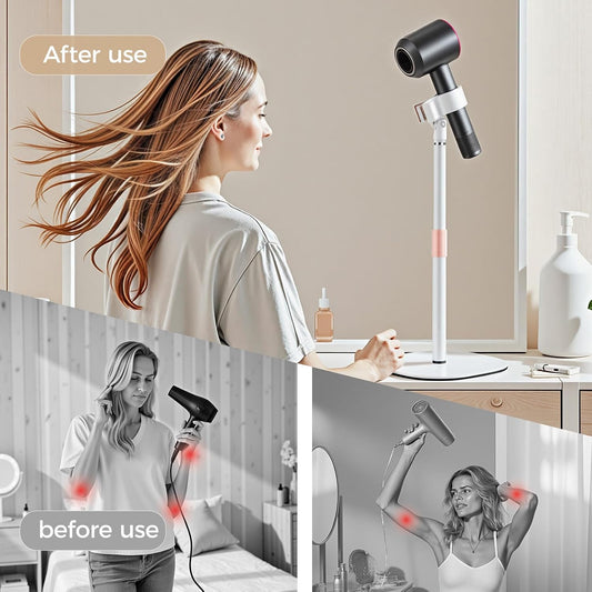 Hair Dryer Stand Holder-19 inch Ultra Stable Blow Dryer Stand White