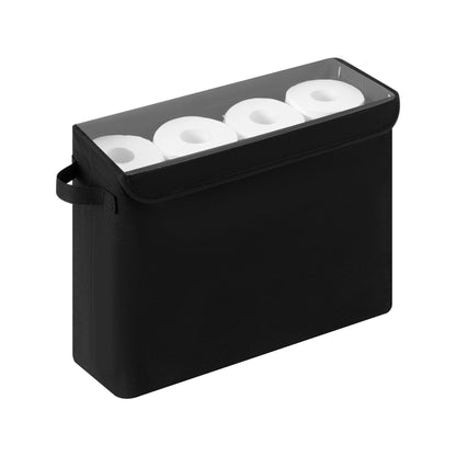 Cupic Cupid Bathroom Toilet Paper Storage - Toilet Paper Baskets with Lid, Holds 12 Regular or 9 Mega Rolls, Extra Cover Slim Tissue Holder Cabinet, Narrow Container Bin Organizer Box Black