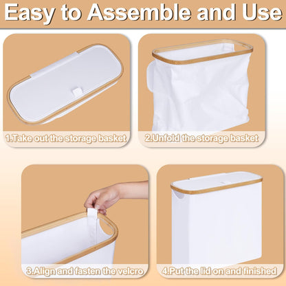 efluky Toilet Paper Basket 28L, Toilet Paper Holder with Lid for Bathroom, Free Standing Storage Organizer Holds Up to 9-12 Rolls (White, 1)