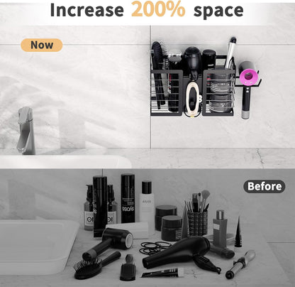FUNKYLEE 3-in-1 Universal Hair Tool Organizer Wall Mount, Black