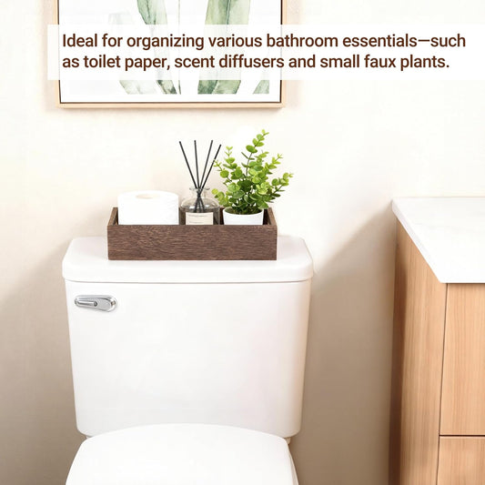 Mkono Bathroom Basket, Wood Toilet Paper Storage, Rustic Home Decor, Brown