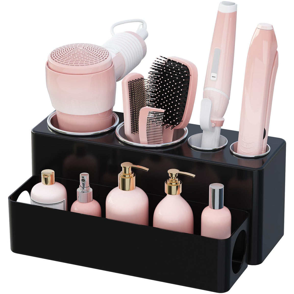 Lifewit Hair Tool Organizer Dryer Holder Countertop with 3 Cups, White