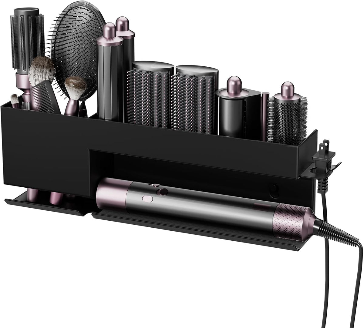 Hair Tool Organizer Wall Mount, Metal Curling Iron Accessories Rack Bracket Stand, Storage Rack Tool for Bathroom Shelf Organizer Black
