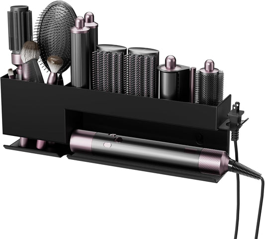 Hair Tool Organizer Wall Mount, Metal Curling Iron Accessories Rack Bracket Stand, Storage Rack Tool for Bathroom Shelf Organizer Black