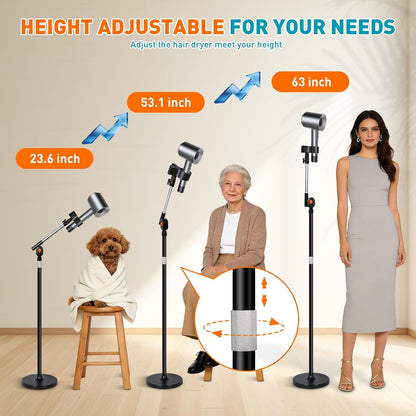 23.6–63" Adjustable Hair Dryer Stand Hands Free with Heavy Base